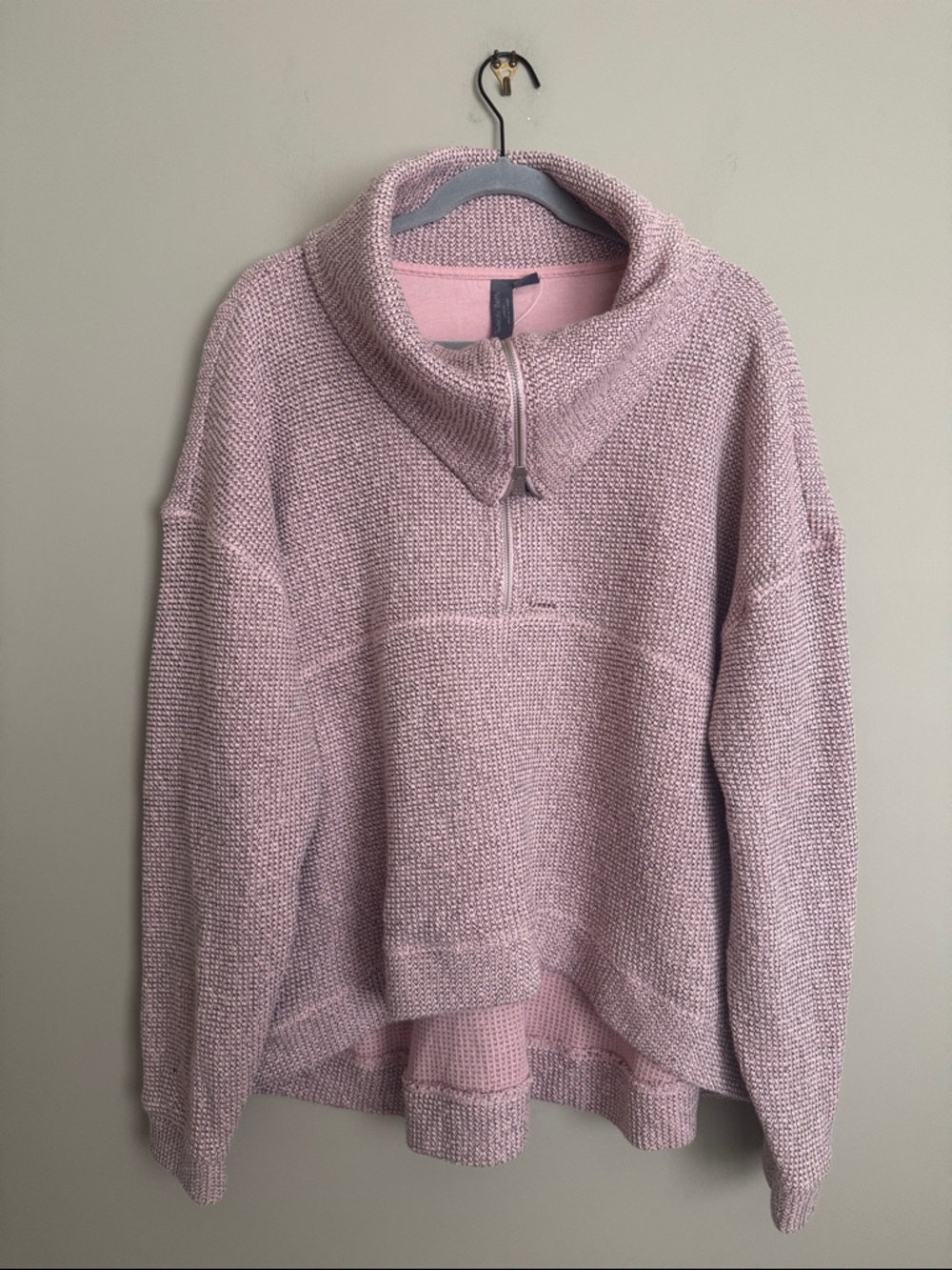 NWT- Sweaty Betty Restful Boucle Half Zip Sweatshirt, Misty Rose Pink, US10 - Picture 3 of 12